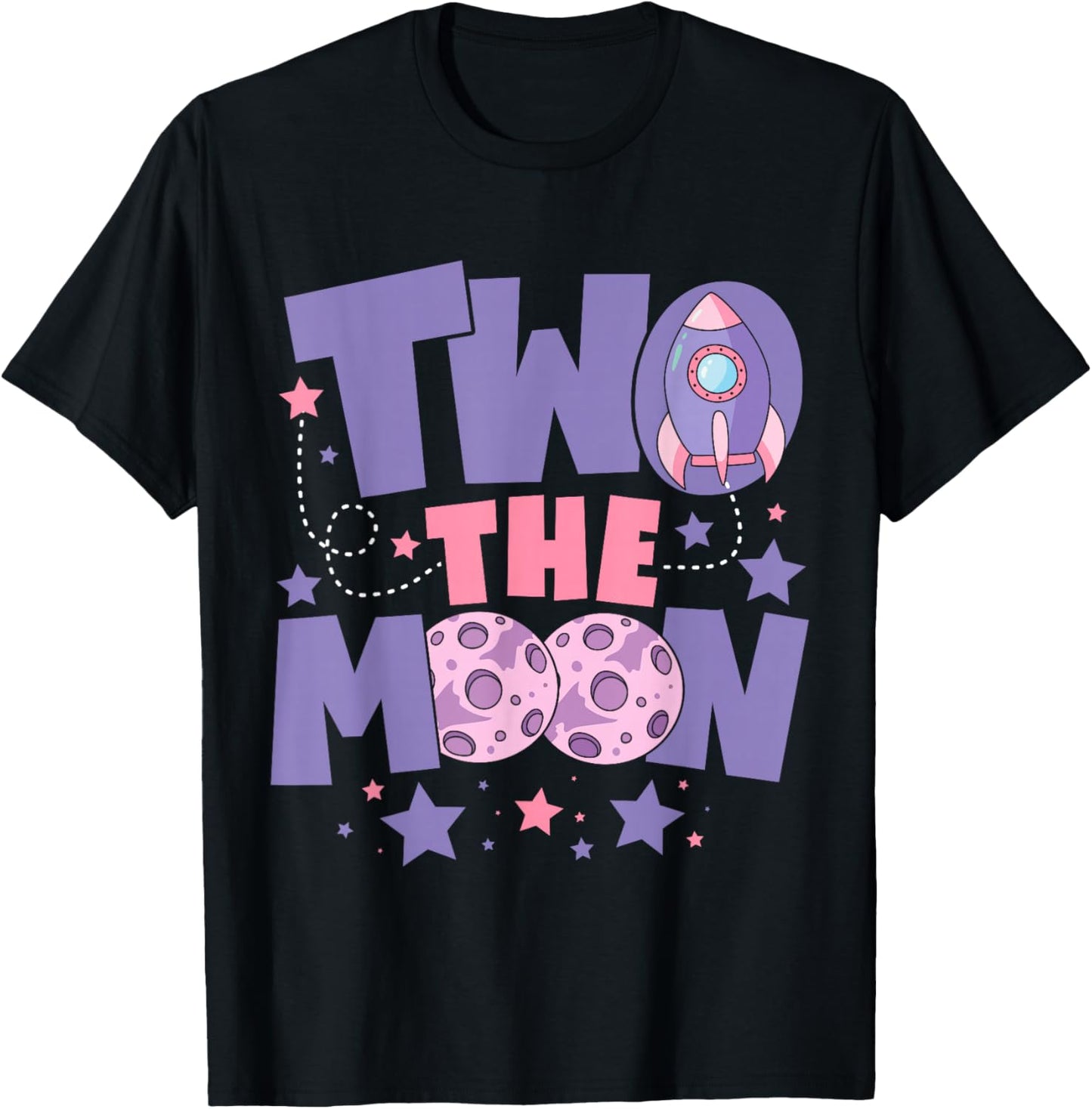 Two The Moon Birthday Outfit Girl 2 Year Old 2nd Birthday T-Shirt - T-Shirt | Black