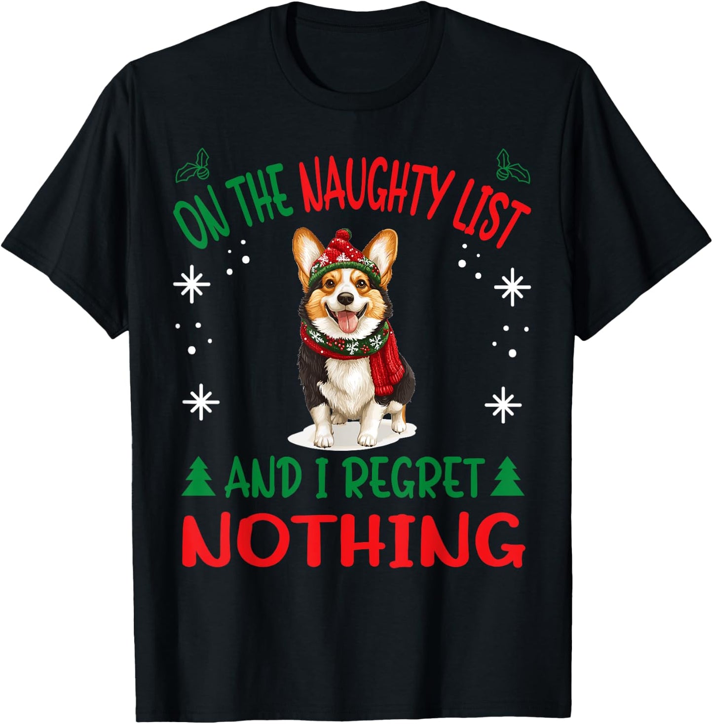 Cute Cardigan Welsh Corgi Dog Christmas On The Naughty List Women T-Shirt - T-Shirt | Black