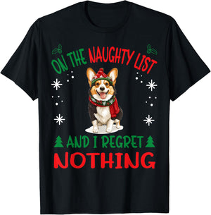 Cute Cardigan Welsh Corgi Dog Christmas On The Naughty List Women T-Shirt - T-Shirt | Black