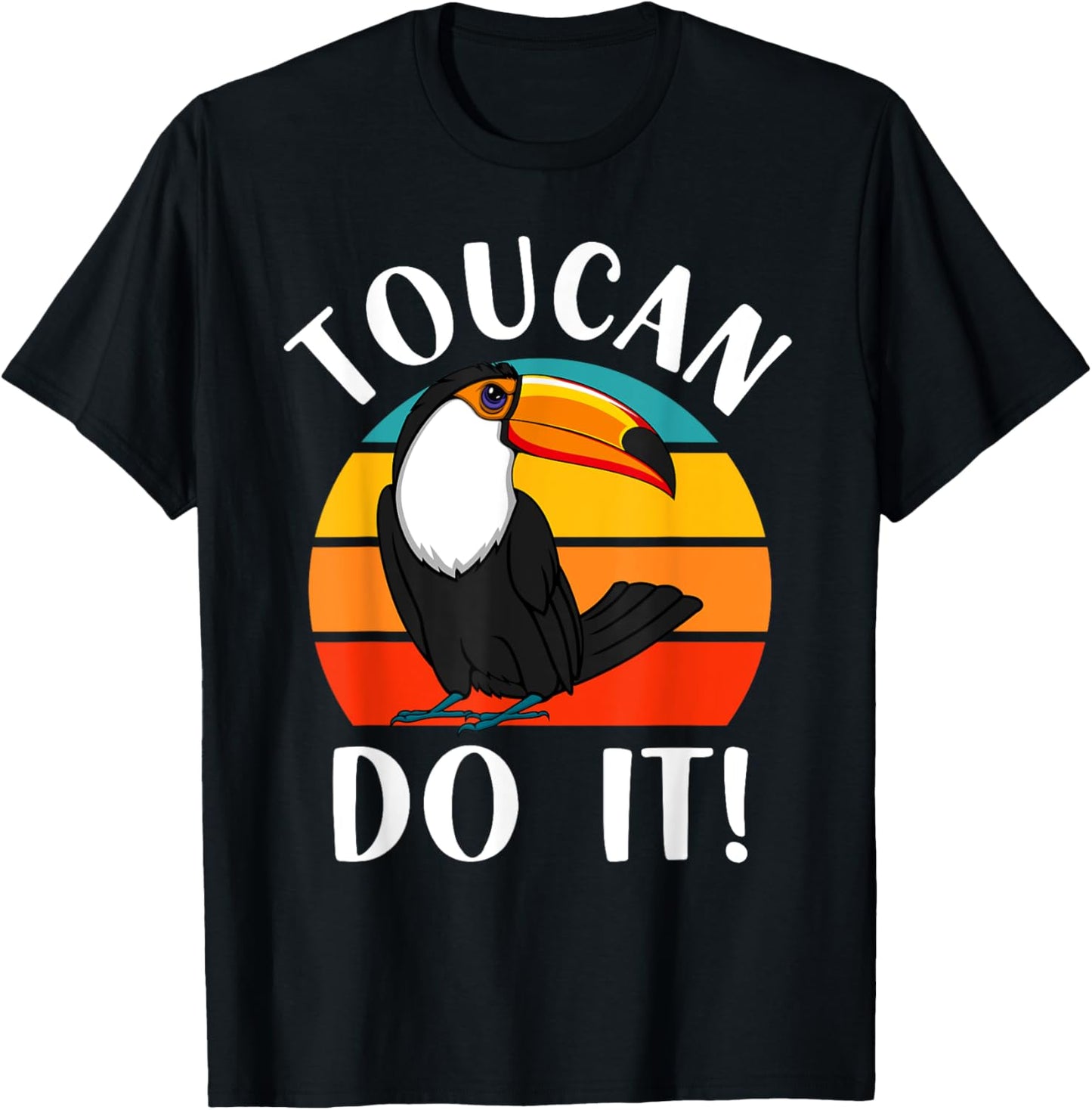 Funny Toucan Do It Tropical Bird Pun Retro Vintage Sunset T-Shirt - T-Shirt | Black