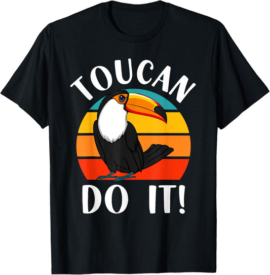 Funny Toucan Do It Tropical Bird Pun Retro Vintage Sunset T-Shirt - T-Shirt | Black