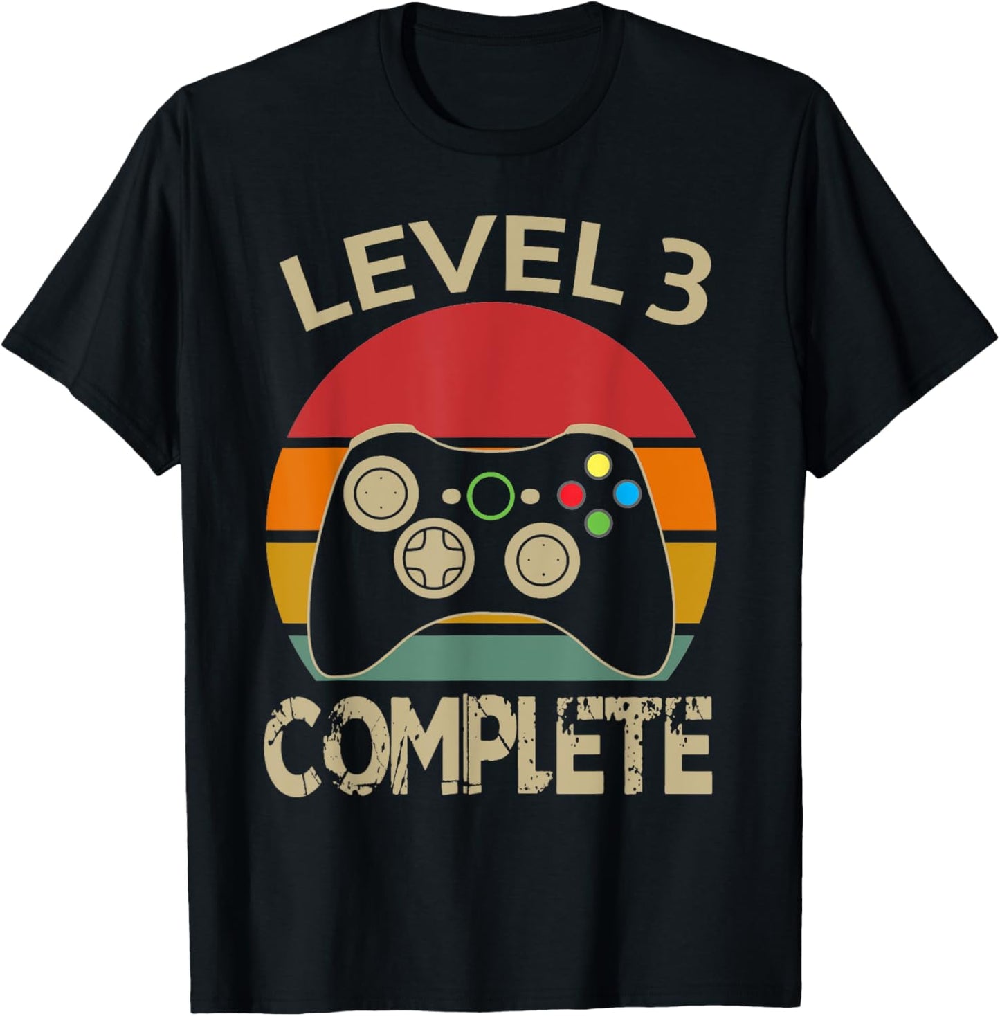 Level 3 Complete Vintage Retro 3rd Year Wedding Anniversary T-Shirt - T-Shirt | Black