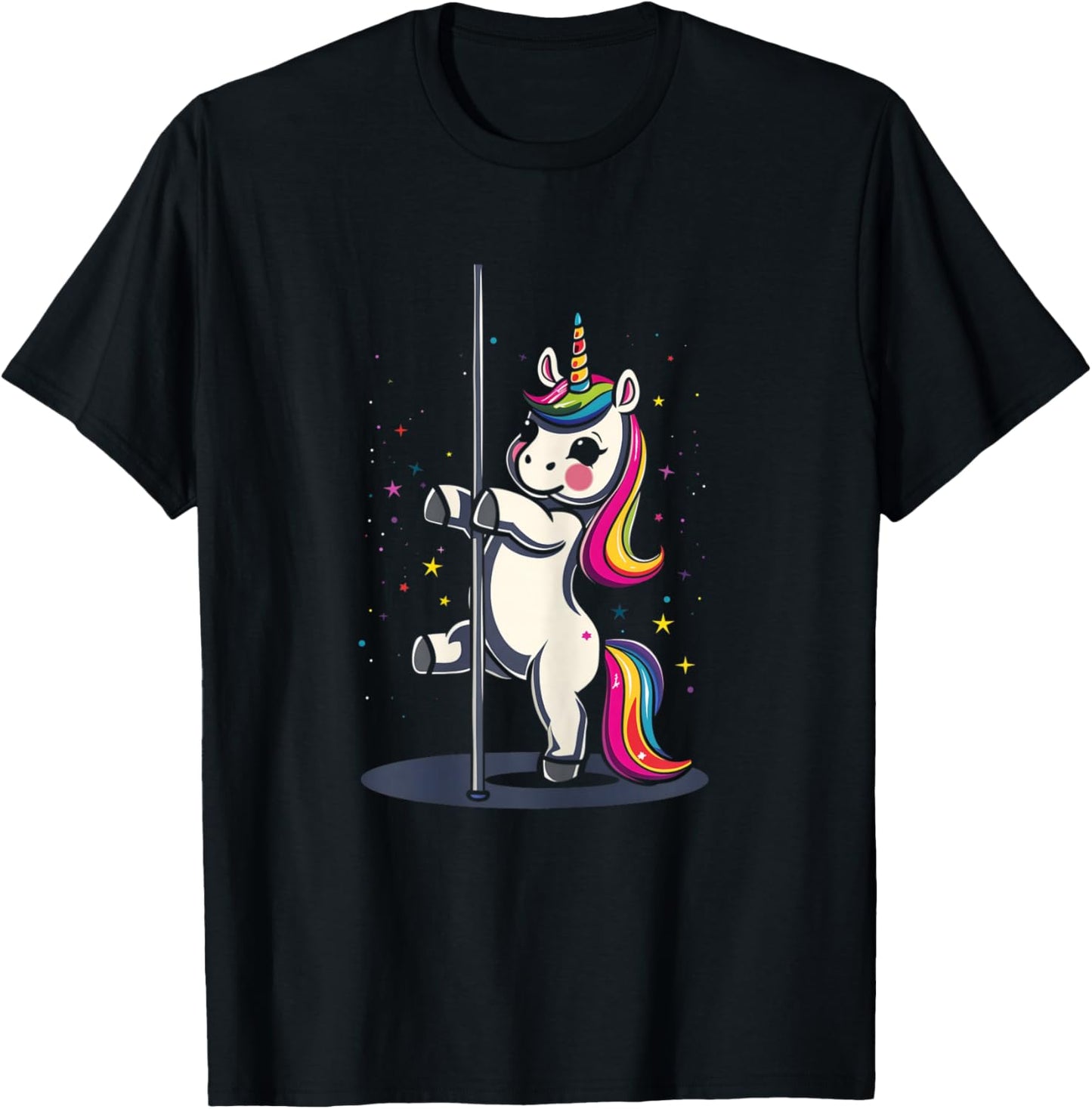 Pole Dance Dancing Unicorn Exotic Dancer Cute T-Shirt - T-Shirt | Black
