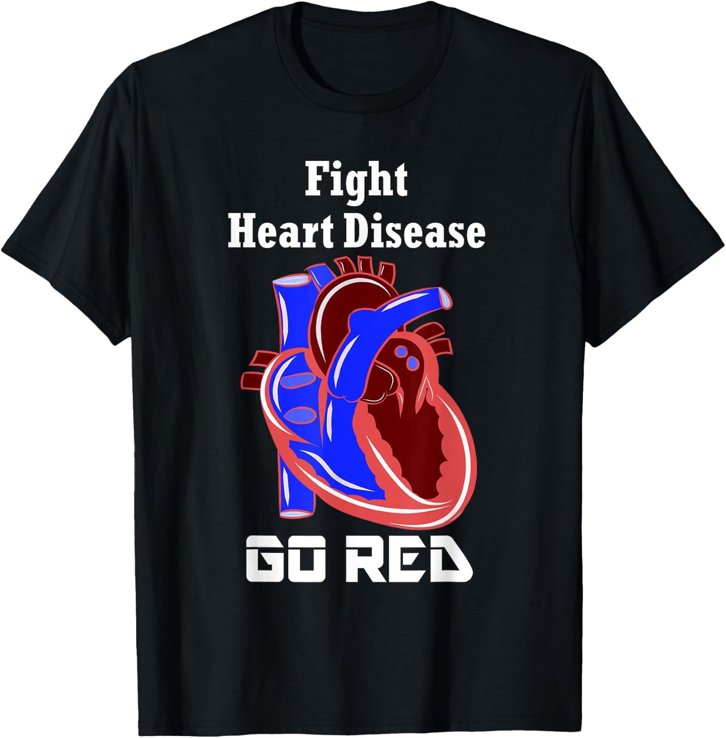 Go Red Heart Disease Shirt, American Heart Month T-Shirt - T-Shirt | Black