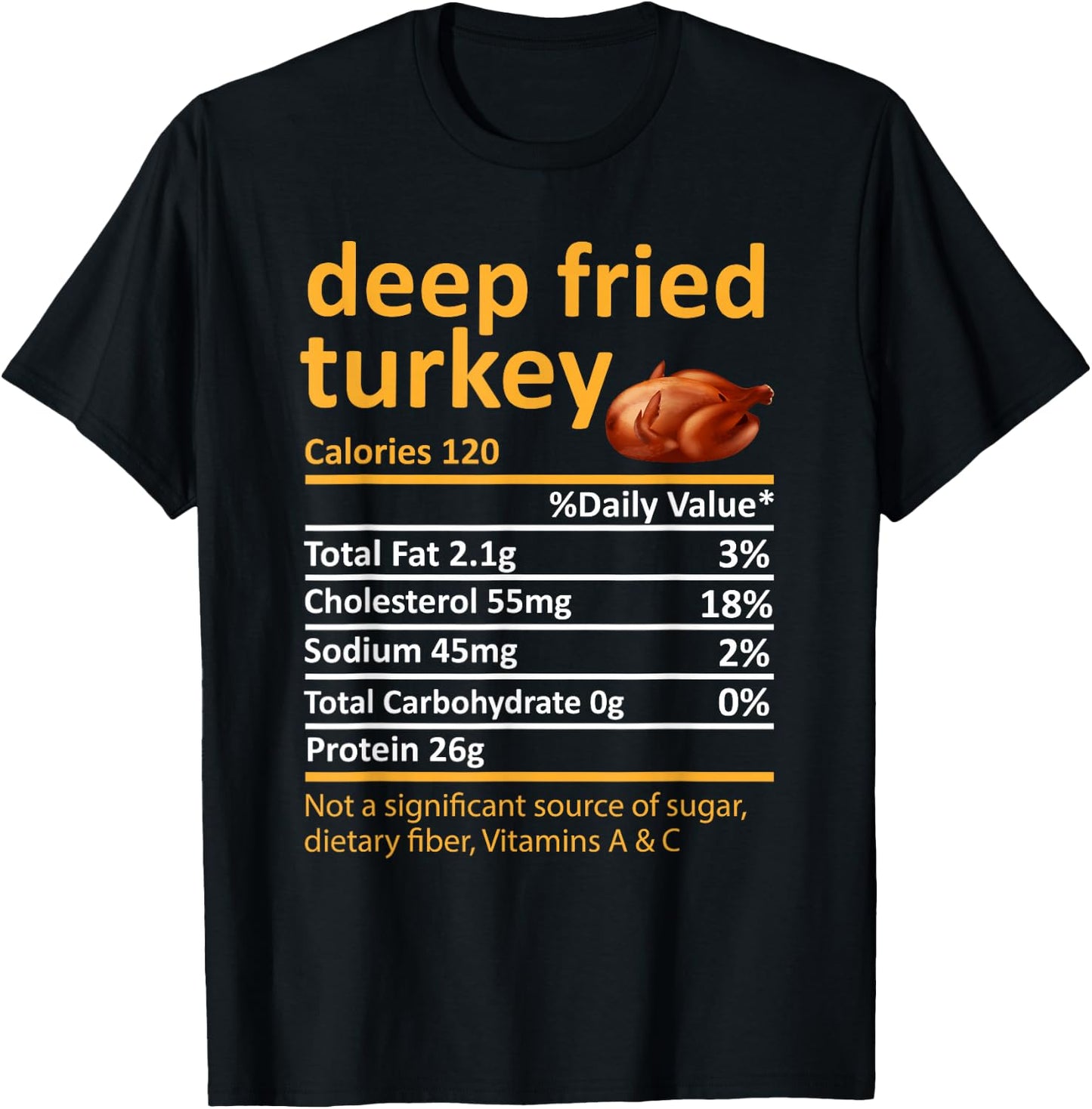 Deep Fried Turkey Nutrition Food Facts Thanksgiving Costume T-Shirt - T-Shirt | Black
