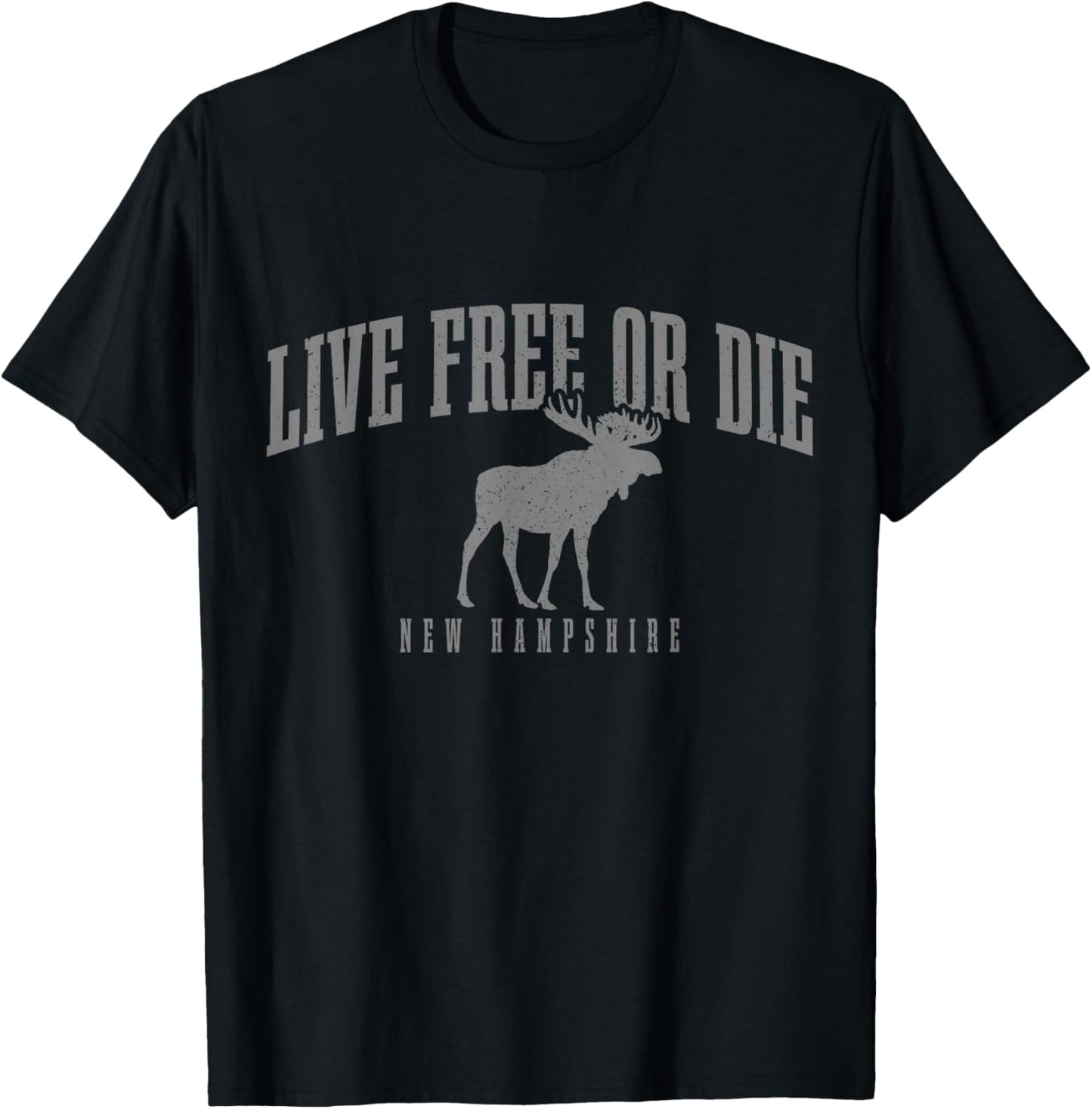 New Hampshire Live Free Or Die Pride Moose Vintage T-Shirt - T-Shirt | Black