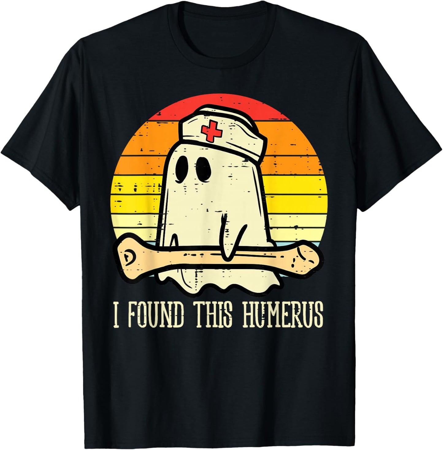 I Found This Humerus Funny Halloween Nurse Fall Scrub Women T-Shirt - T-Shirt | Black