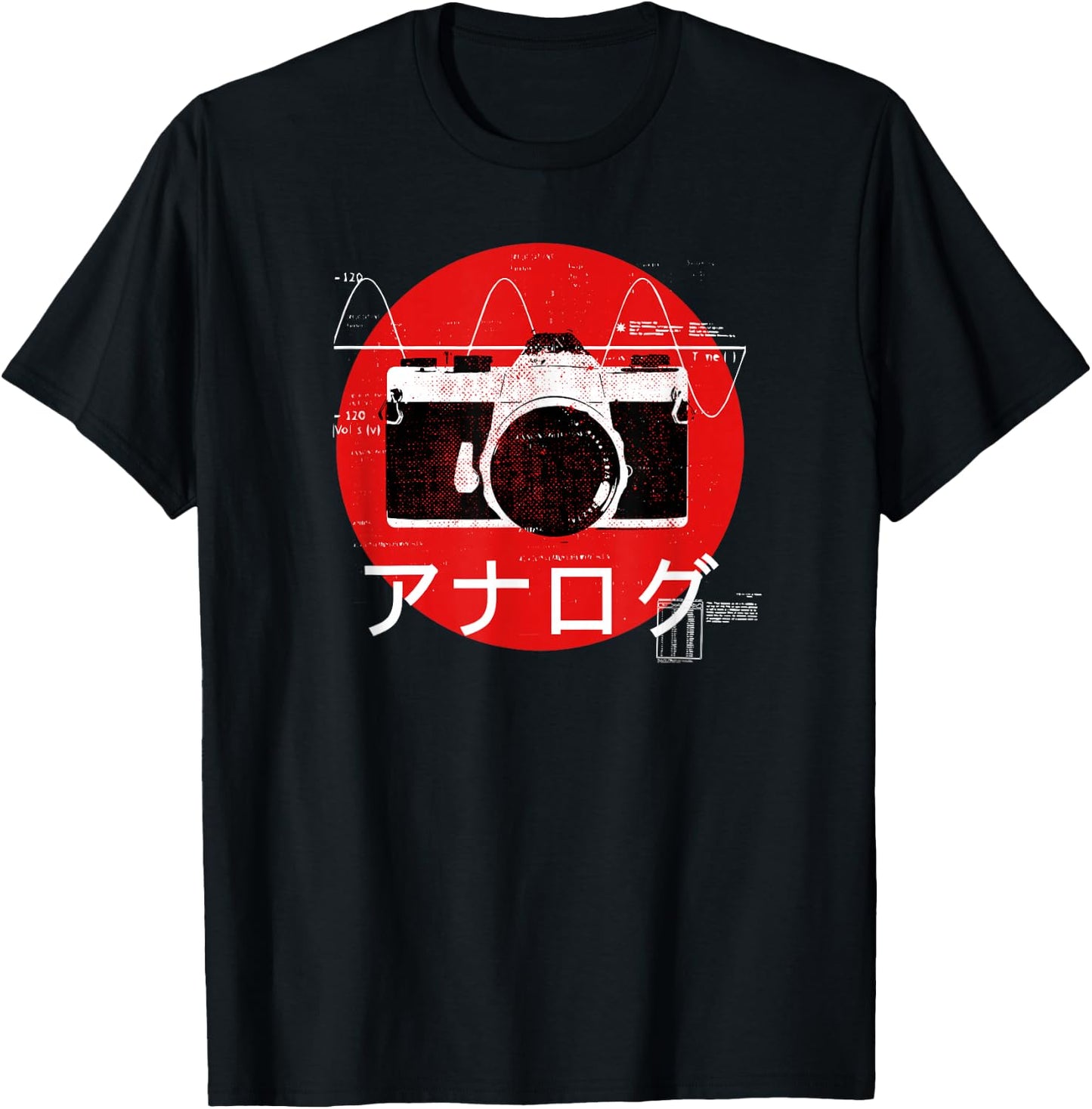 Retro 70s 80s or 90s Analog Camera Japanese style T-Shirt - T-Shirt | Black