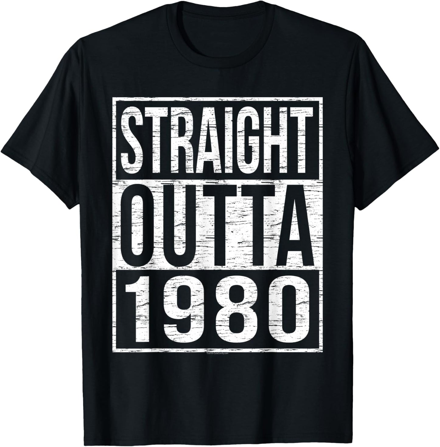 Straight Outta 1980 Funny Rustic Street 80s Birthday Gift T-Shirt - T-Shirt | Black