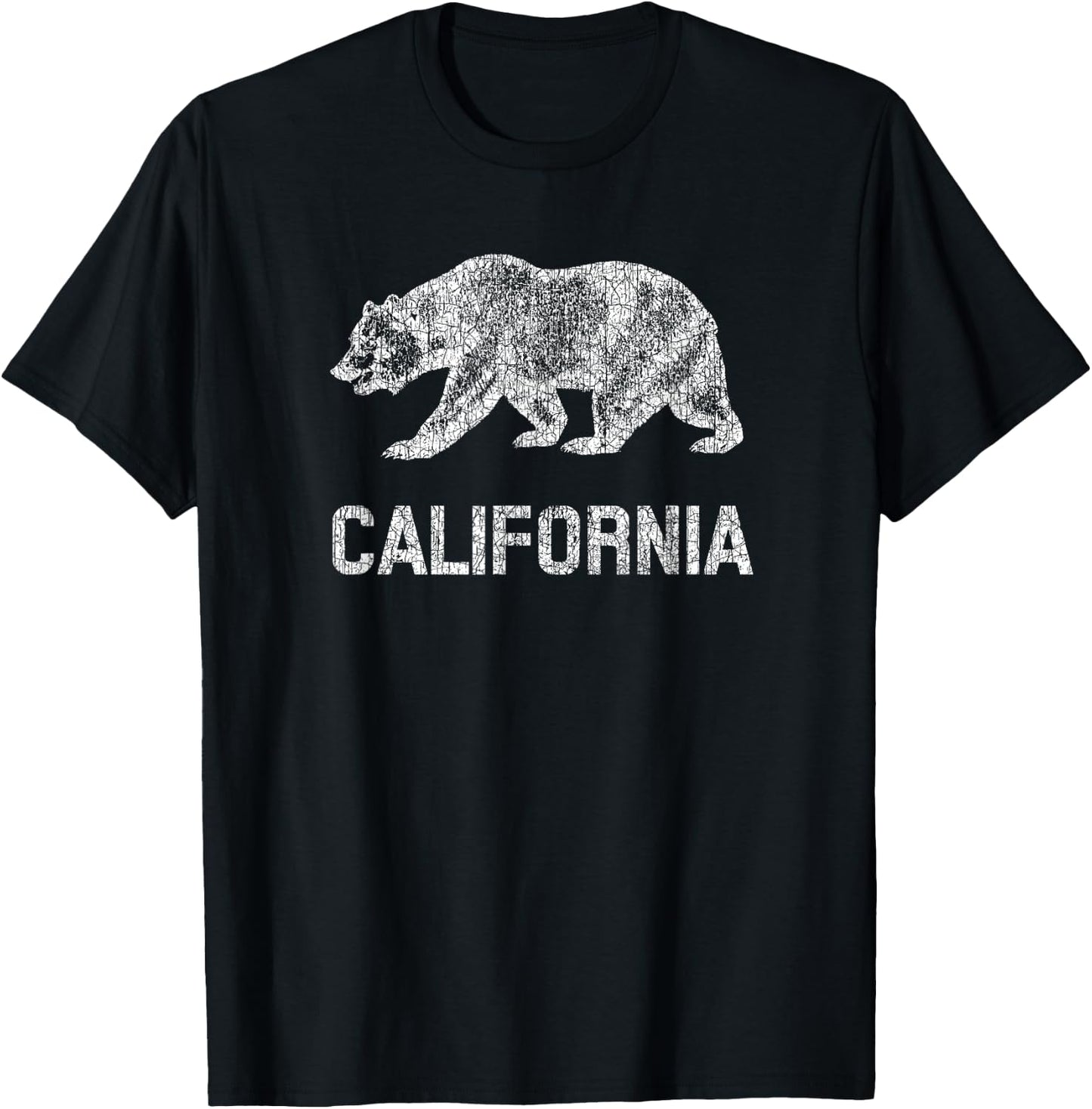 California Republic Flag Distressed Bear T-Shirt - T-Shirt | Black