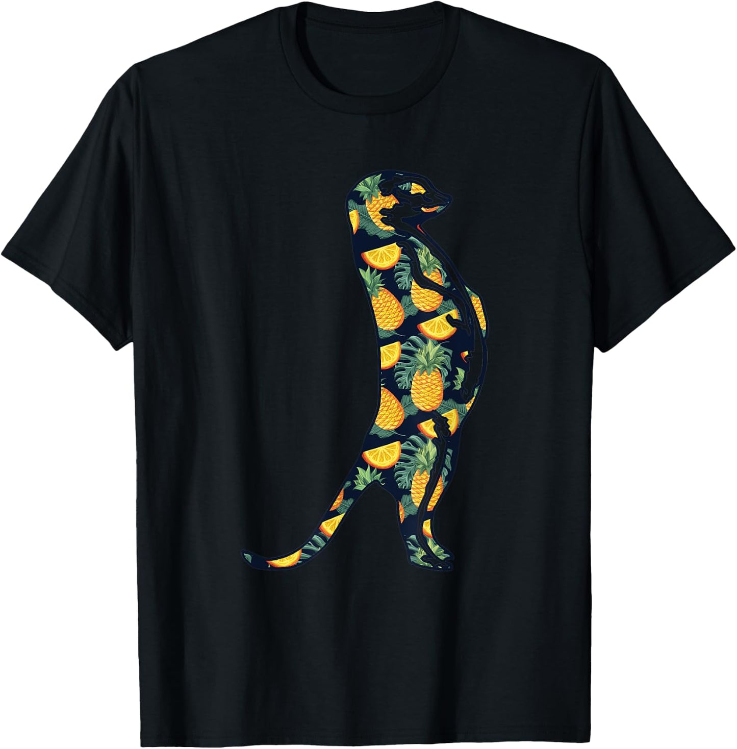 Pineapple Hawaiian Meerkat Women Men Print Mierkat Girl Gift T-Shirt - T-Shirt | Black