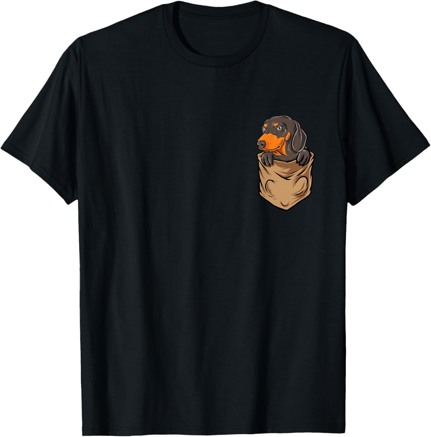 Dachshund In A Pocket - Dog Lover Animal Pet Breeder Women Girls Kids T-Shirt - T-Shirt | Black