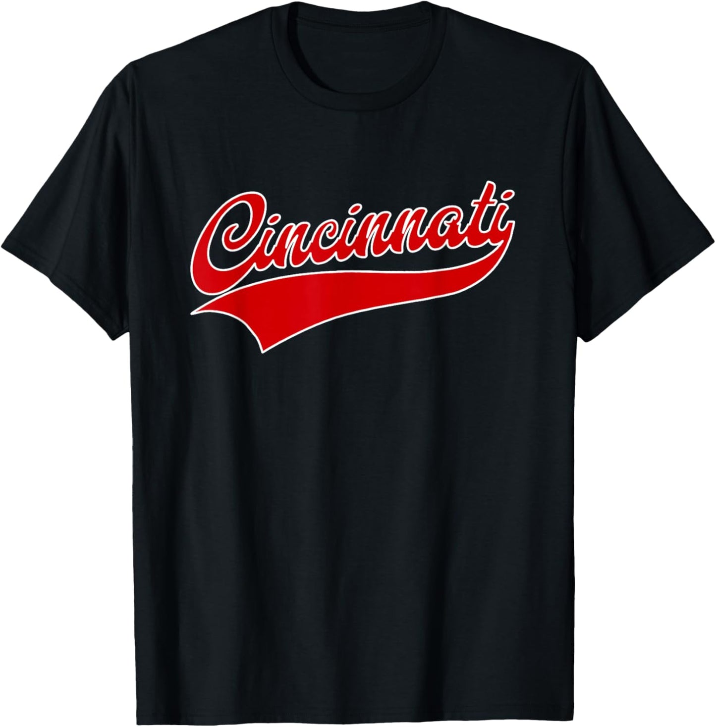 Cincinnati - Athletic Throwback Design Print - Classic T-Shirt - T-Shirt | Black