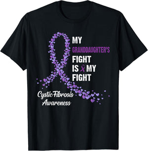 My Granddaughter's Fight My Fight Cystic Fibrosis T-Shirt - T-Shirt | Black