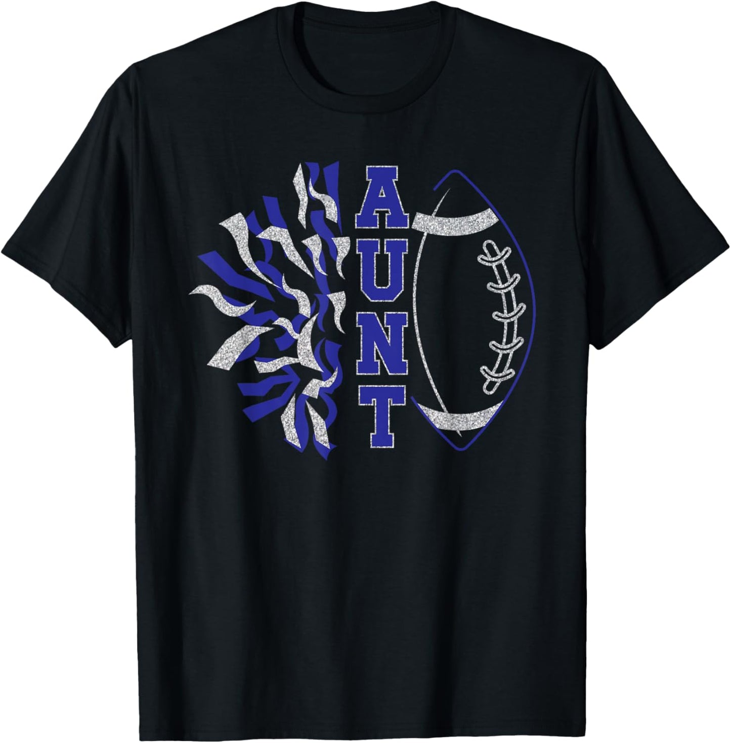Aunt Of Football Player And Cheerleader Auntie T-Shirt - T-Shirt | Black