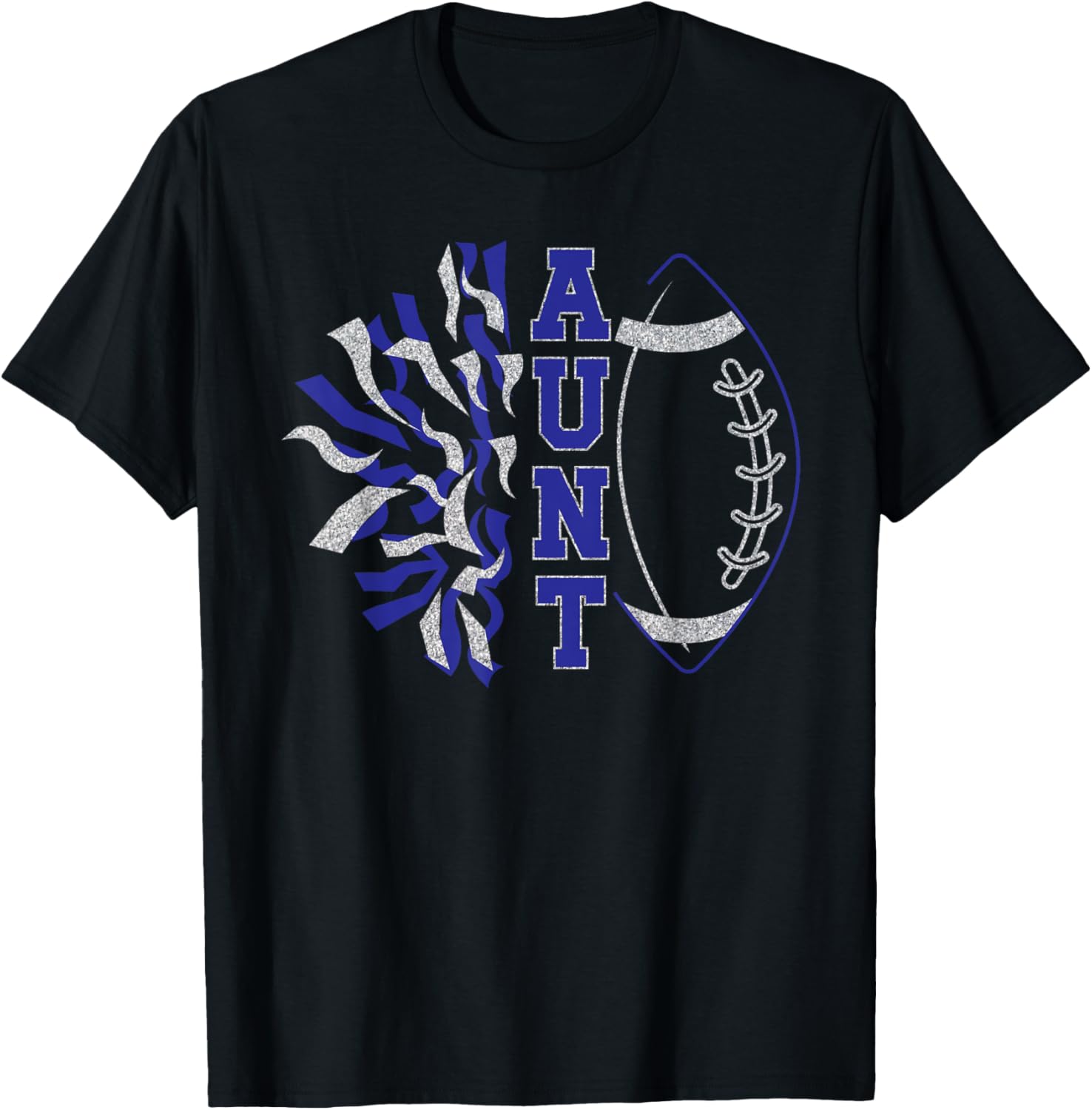 Aunt Of Football Player And Cheerleader Auntie T-Shirt - T-Shirt | Black