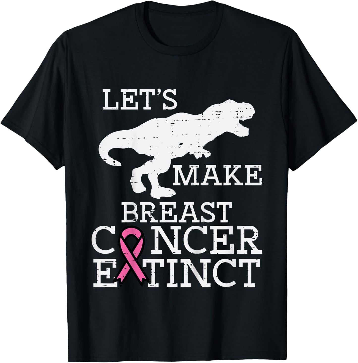 Kids Extinct Dino Trex Breast Cancer Awareness Kids Toddler Boys T-Shirt - T-Shirt | Black