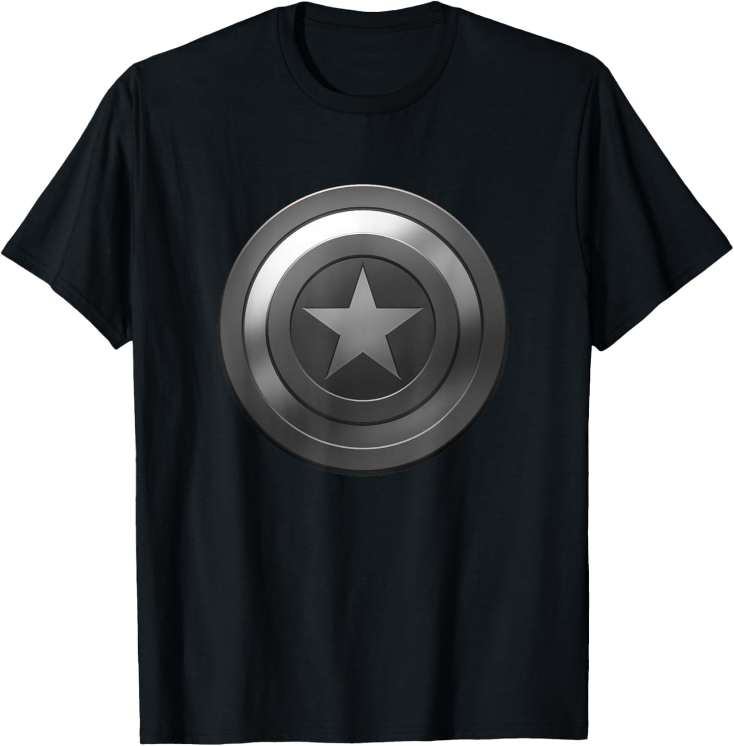 Marvel Comics Retro Classic Captain America Grayscale Shield T-Shirt - T-Shirt | Black