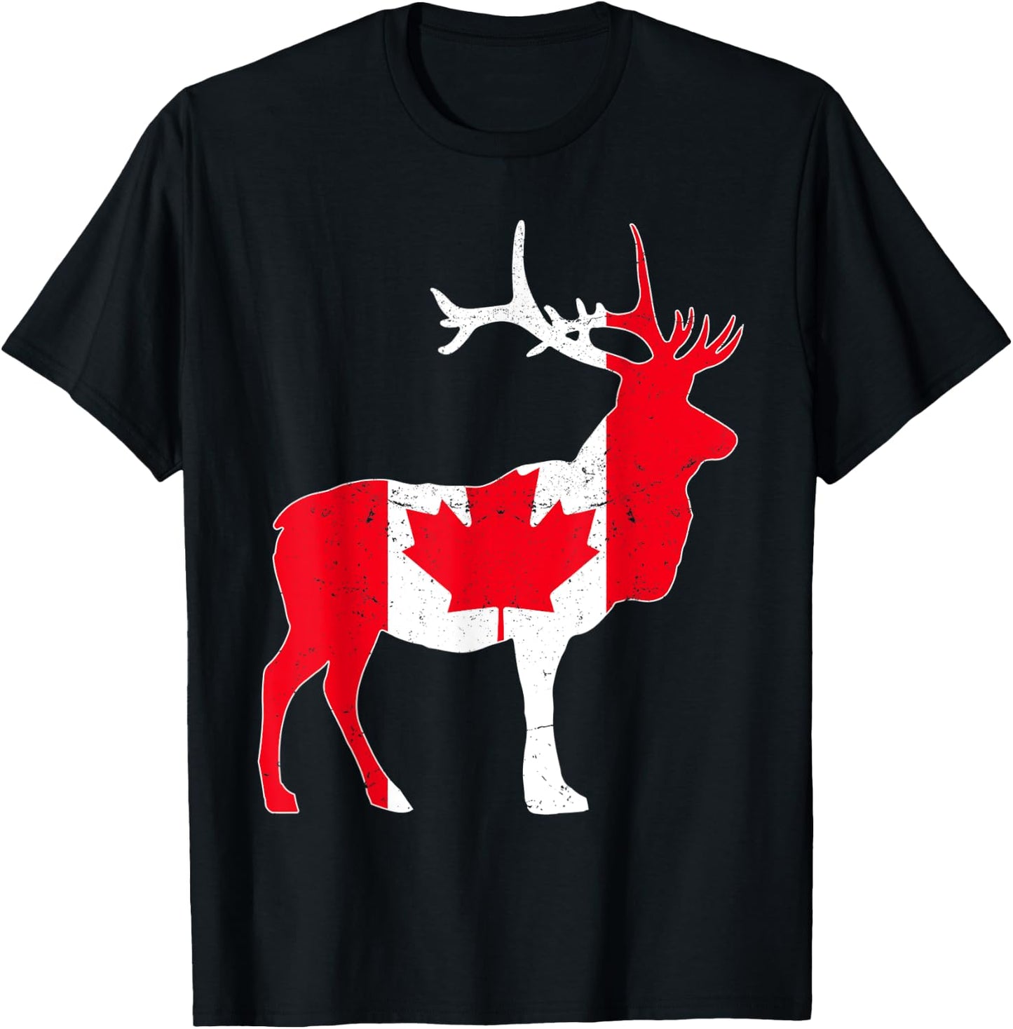 Moose Canada Shirt Elk Proud Canadian Citizen Flag Gift T-Shirt - T-Shirt | Black