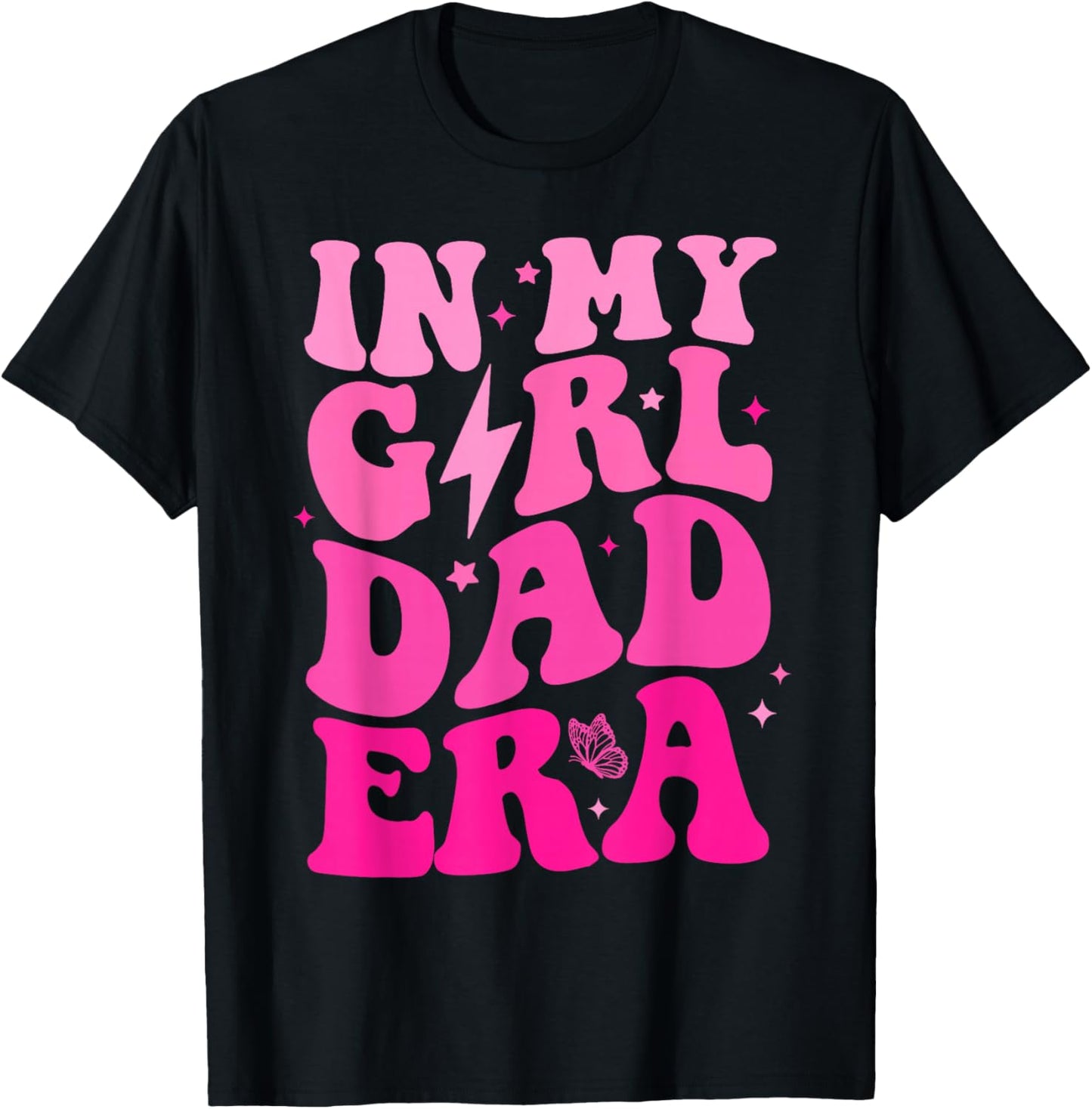 in My Dad Era Girl Groovy Retro Papa Fathers Day T-Shirt - T-Shirt | Black