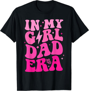 in My Dad Era Girl Groovy Retro Papa Fathers Day T-Shirt - T-Shirt | Black
