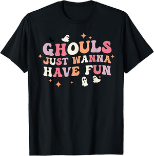 Ghouls Just Wanna Have Fun Halloween Cute Ghost Kids Toddler T-Shirt - T-Shirt | Black