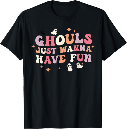 Ghouls Just Wanna Have Fun Halloween Cute Ghost Kids Toddler T-Shirt - T-Shirt | Black