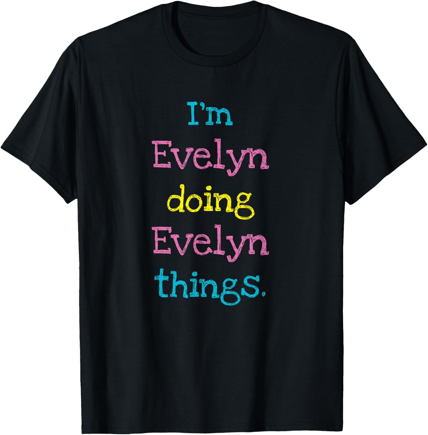 Evelyn Cute Personalized Text Kid's Gift Top for Girls T-Shirt - T-Shirt | Black