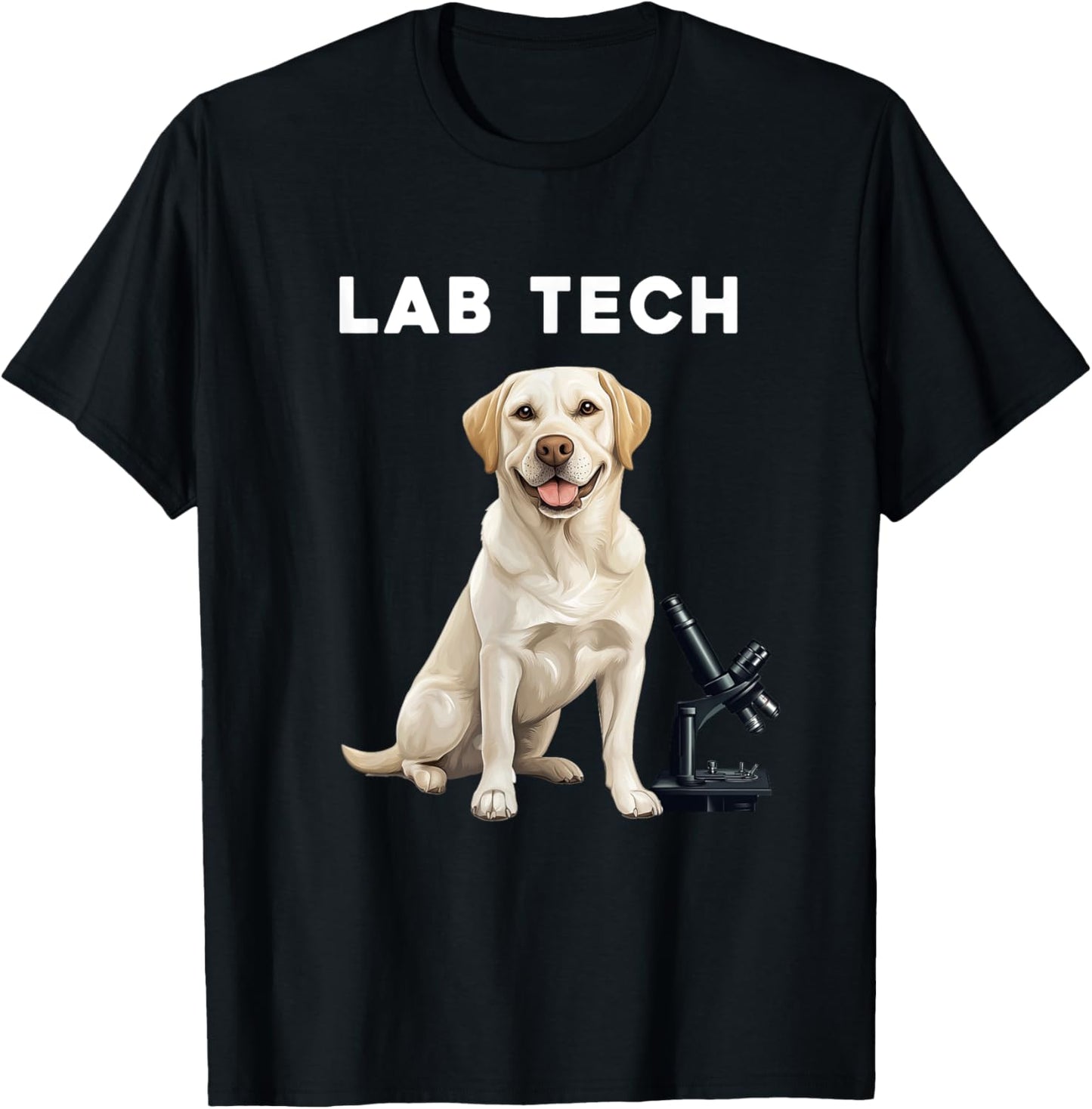 Funny Lab Tech Design featuring a Labrador Dog for Scientist T-Shirt - T-Shirt | Black