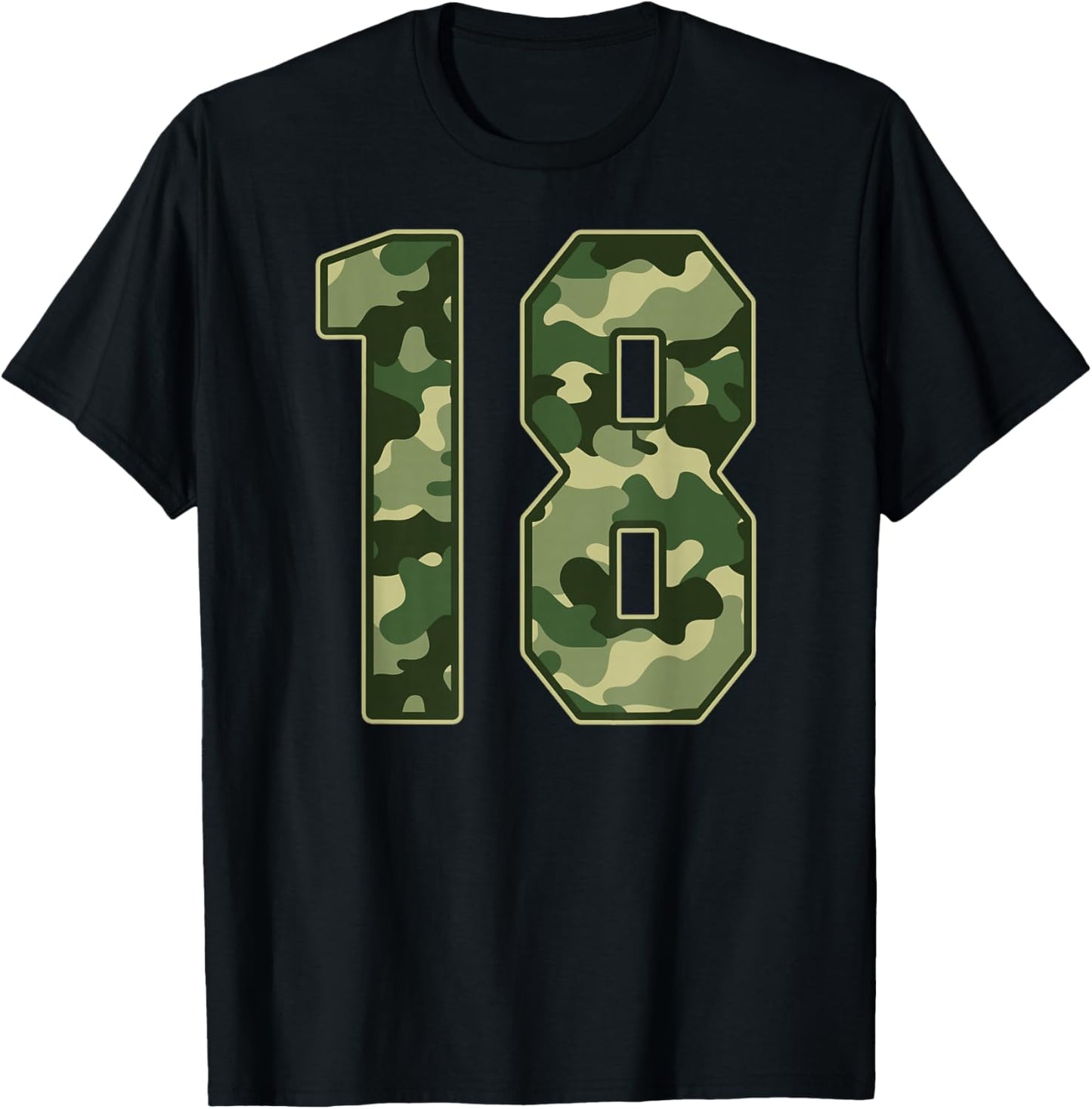 Camo #18 Jersey Number 18 Uniform Fan Favorite Player T-Shirt - T-Shirt | Black