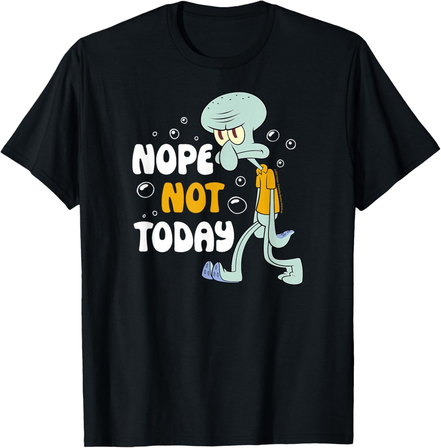 Spongebob Squarepants - Squidward Tentacles Nope Not Today T-Shirt - T-Shirt | Black