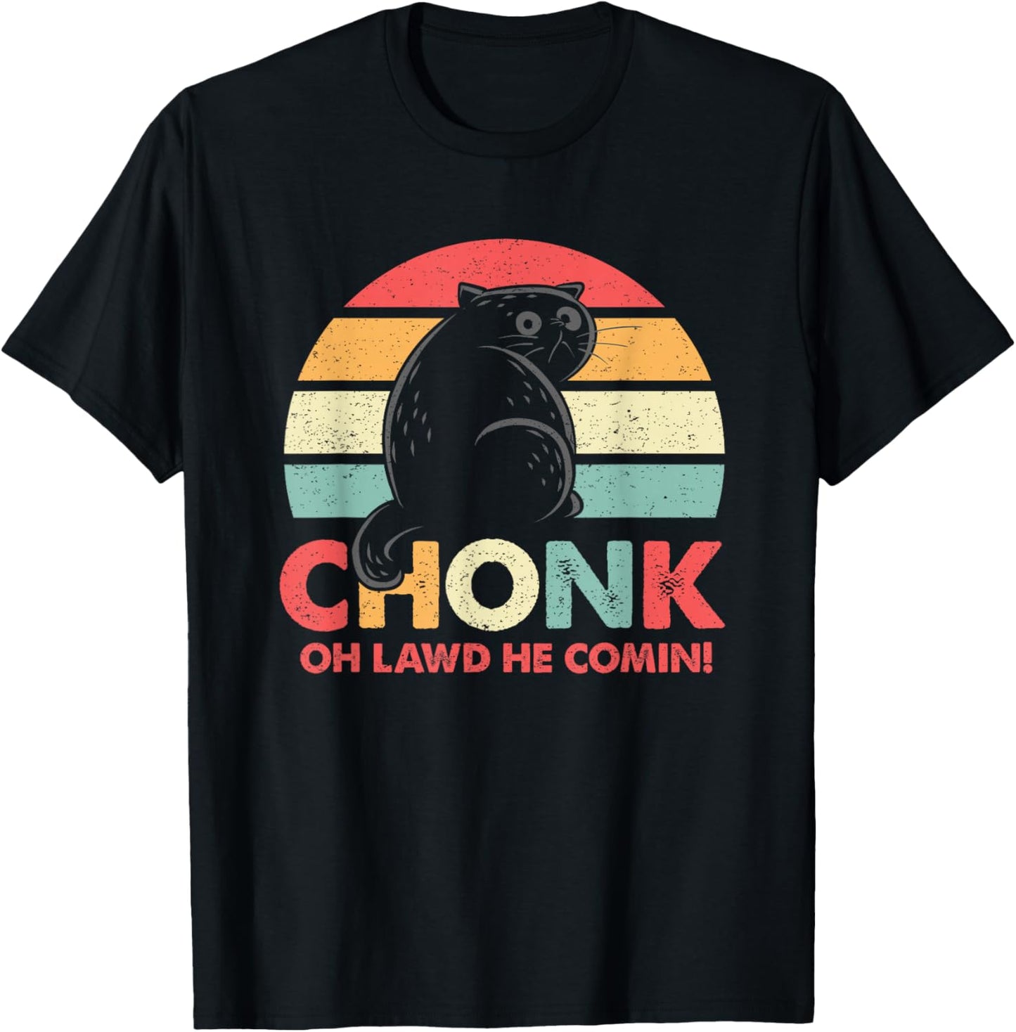 Funny Meme Chonky Cat Scale Retro Style T-Shirt - T-Shirt | Black