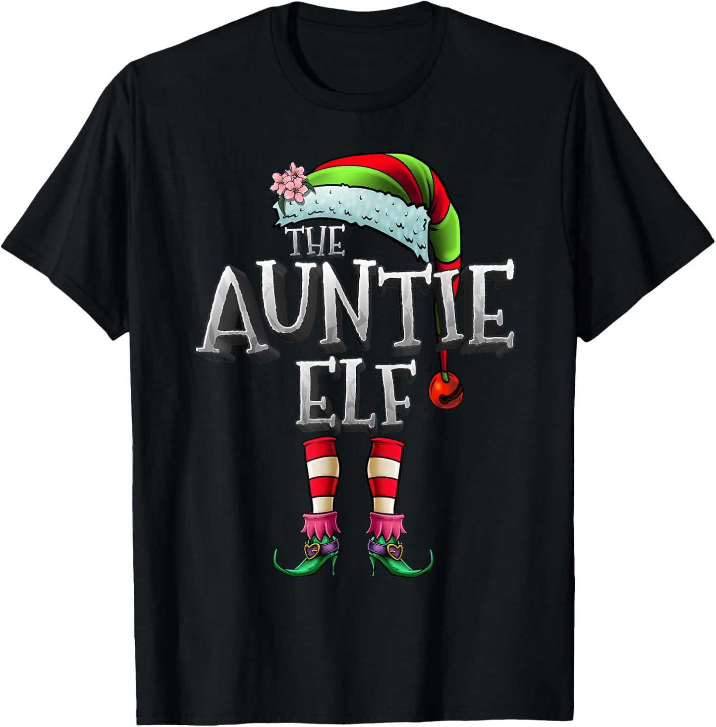 The Auntie Elf Shirt Matching Family Christmas Auntie Elf T-Shirt - T-Shirt | Black