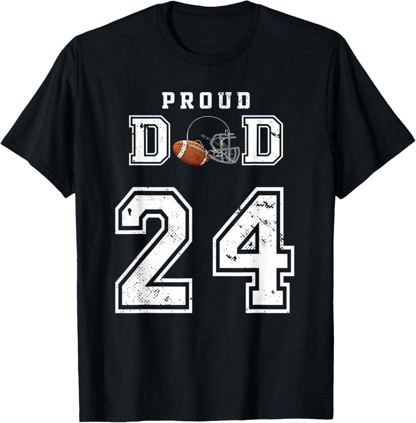 Custom Proud Football Dad Number 24 Personalized T-Shirt - T-Shirt | Black
