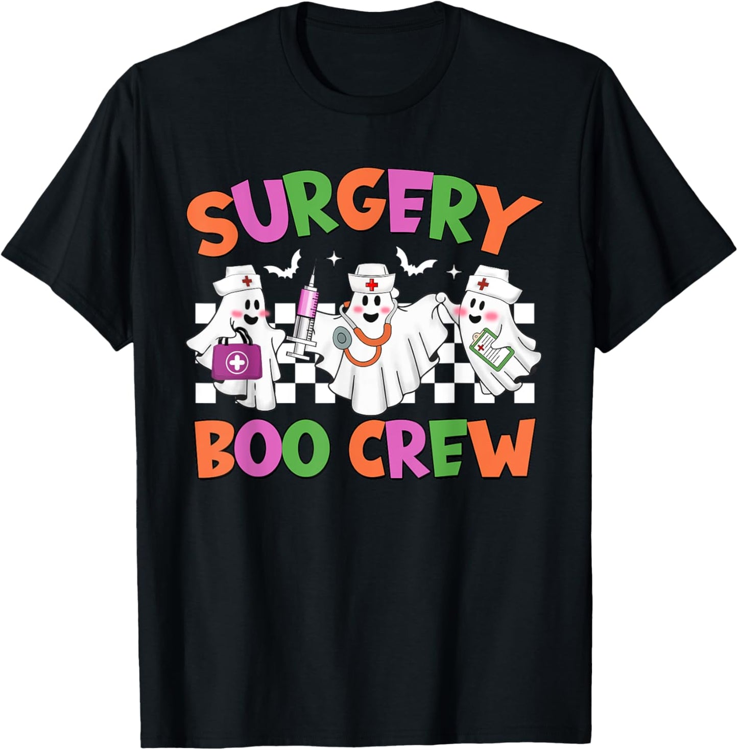 Retro Surgery Boo Crew Surgical Tech Halloween Costumes T-Shirt - T-Shirt | Black