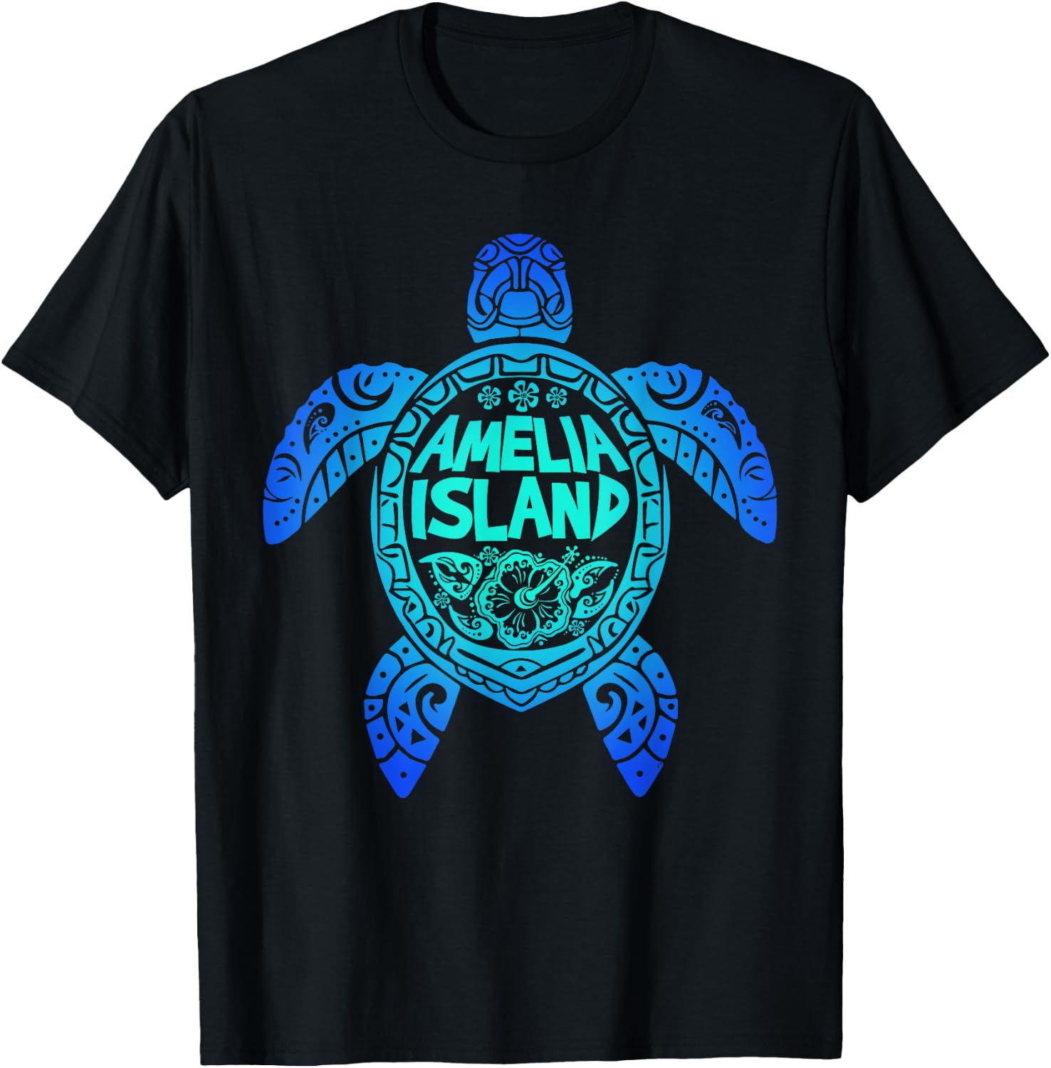 Amelia Island Tribal Sea Turtle Florida Summer Vacation 2025 T-Shirt - T-Shirt | Black