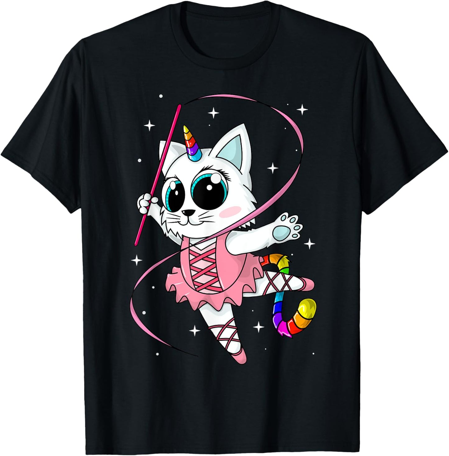Unicorn Cat Cati Corn Kittycorn Cute Kitty Rainbow Girl Gift T-Shirt - T-Shirt | Black