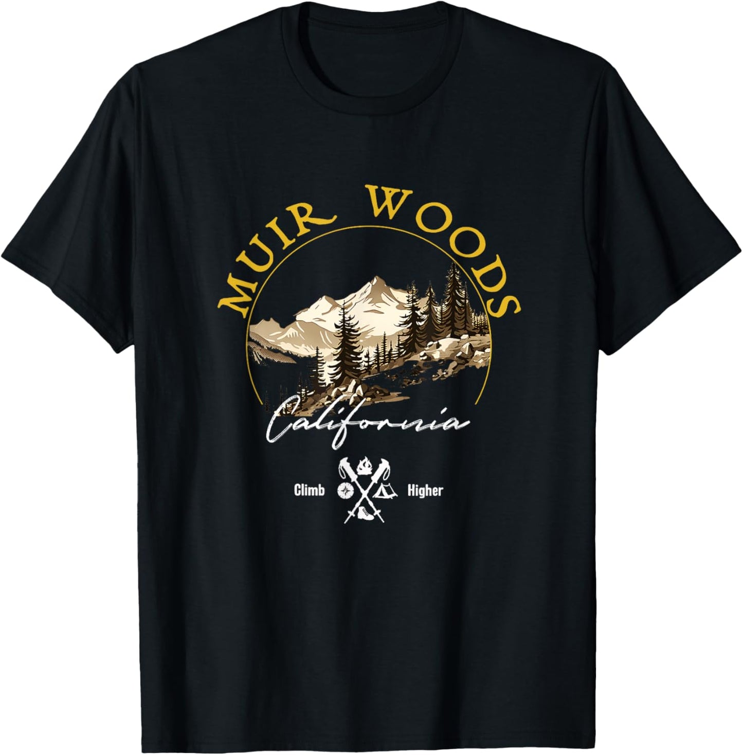 Muir Woods Retro Vintage Apparel - Muir Woods Souvenir T-Shirt - T-Shirt | Black