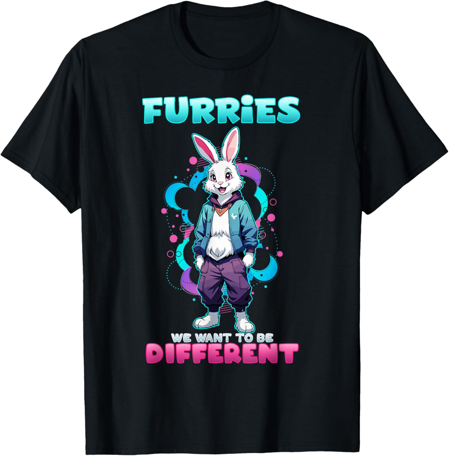Furries We Want To Be Different I Furry Rabbit Cosplay T-Shirt - T-Shirt | Black