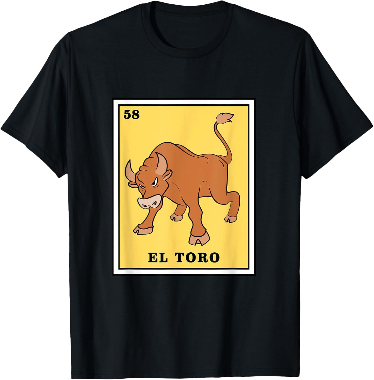 Funny Game El Toro Mexican Lottery Card T-Shirt - T-Shirt | Black