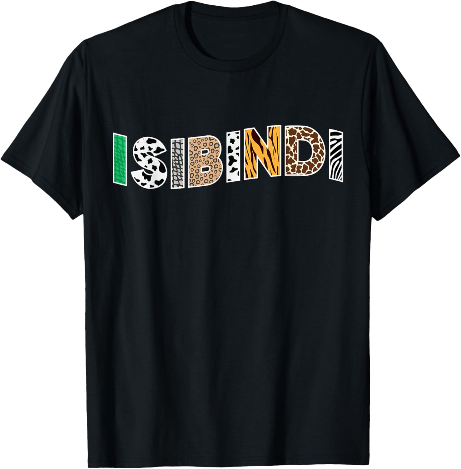 Isibindi Courage Wavy Animal Skin Print Design for School T-Shirt - T-Shirt | Black