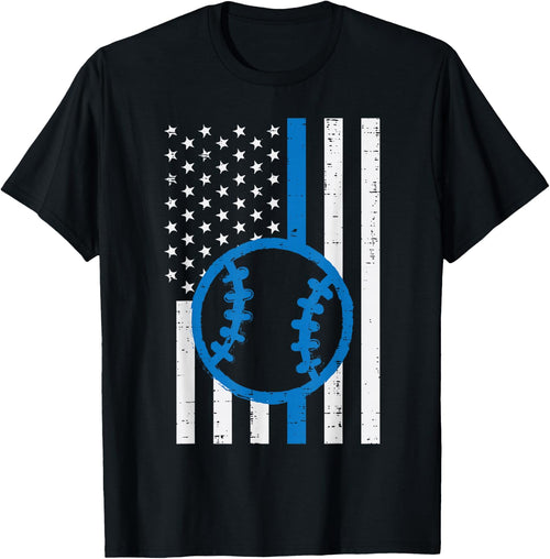 US Flag Thin Blue Line Baseball Vintage Patriotic Police Cop