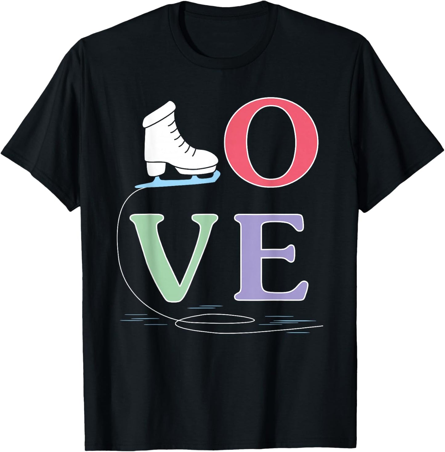 Super Cute Figure & Skating For Girls Women Who Ice Skate T-Shirt - T-Shirt | Black