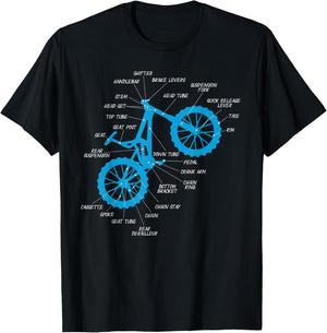Fully MTB Anatomy - Mountain Bike Parts Cross Cycling T-Shirt - T-Shirt | Black