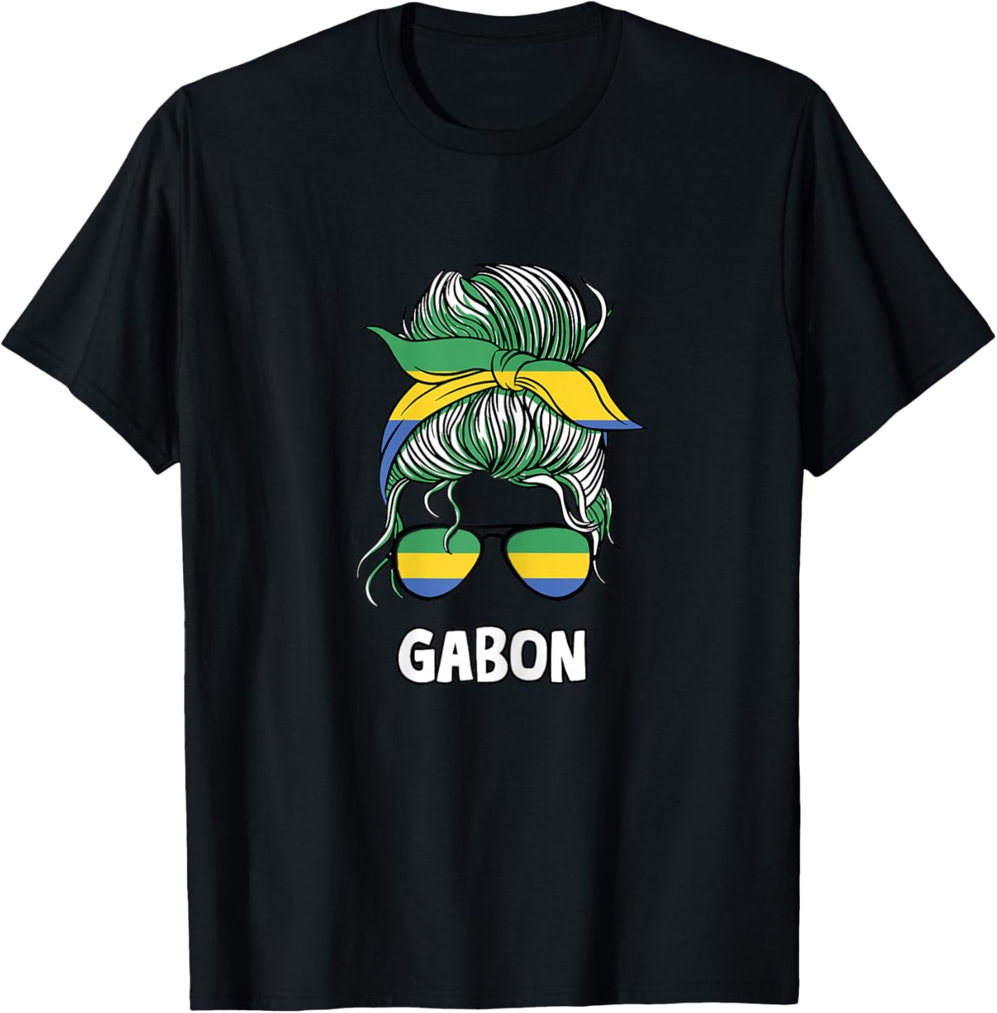 African Flag Gabon Girl , white, Female X-Small T-Shirt - T-Shirt | Black