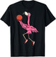 Flamingo Basketball Flamingo Playing Basketball Flamingo T-Shirt - T-Shirt | Black