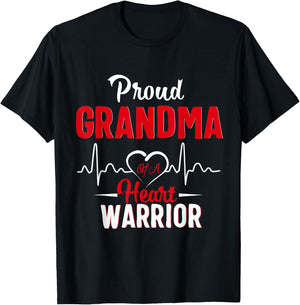 Proud Grandma of a Heart Warrior CHD Awareness shirt gift T-Shirt - T-Shirt | Black