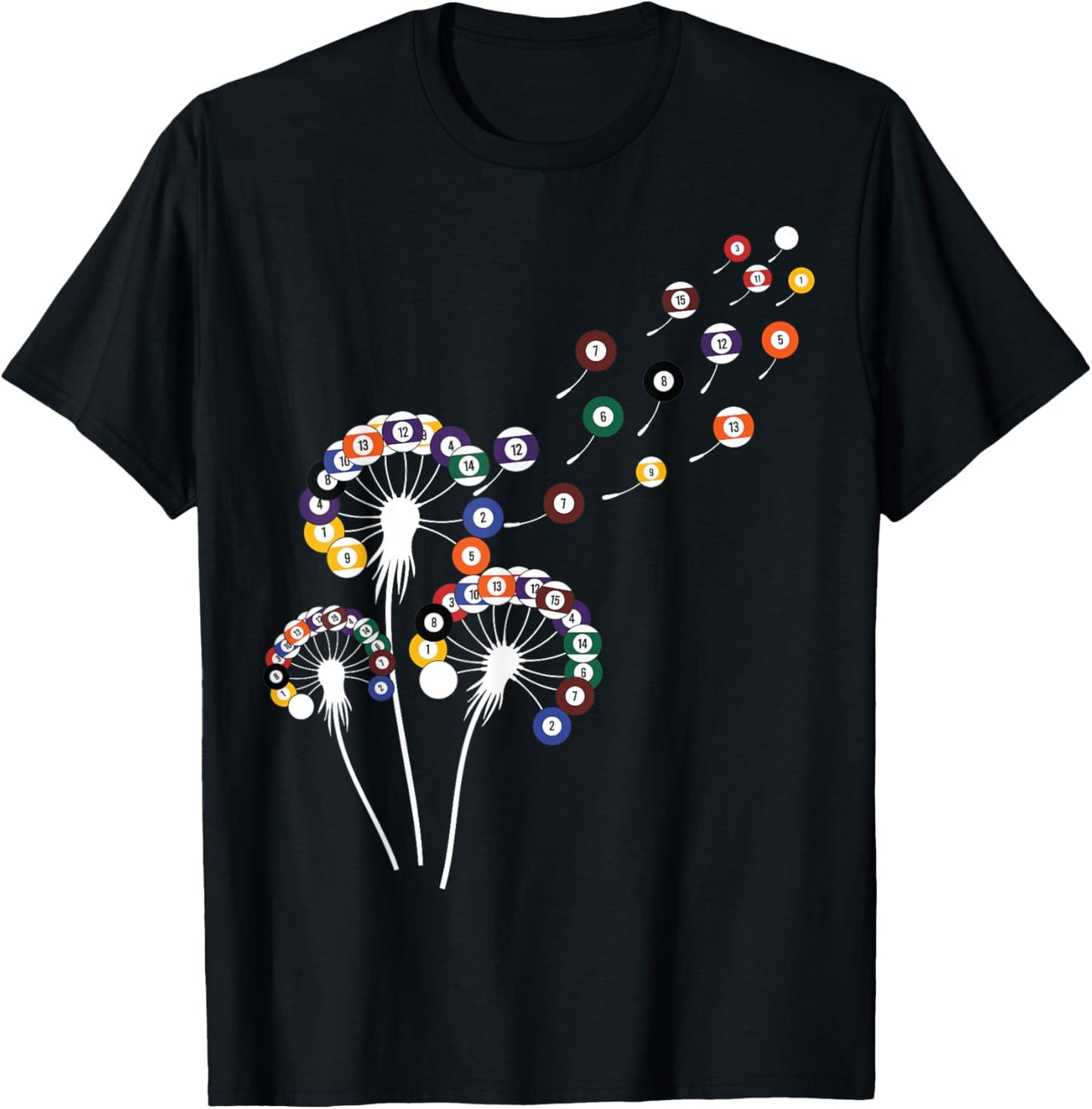 Dandelion Billiard Ball Shirt for Billiard Player Billiards T-Shirt - T-Shirt | Black