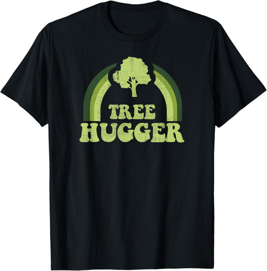 Tree Hugger Vintage Retro Nature Environmental Earth Day T-Shirt - T-Shirt | Black