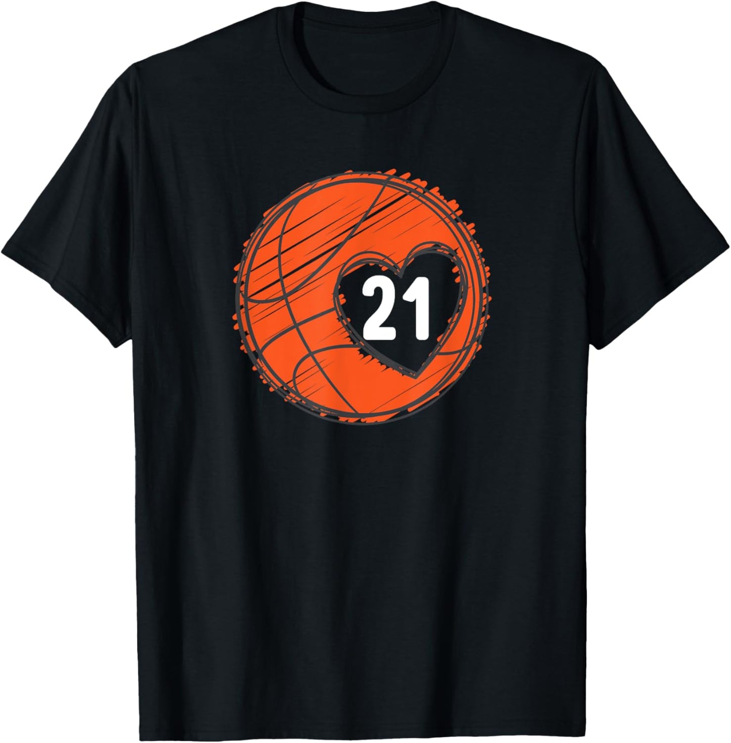 #21 Number 21 - Basketball Graphic Saying Ball Bball Cute T-Shirt - T-Shirt | Black